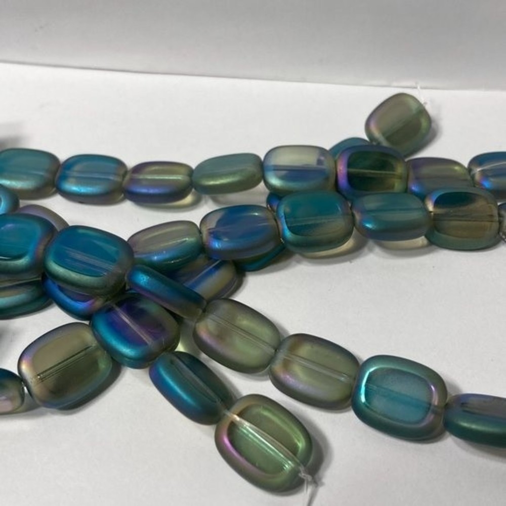 Darice Strung Glass Beads 10 7" Strands Iridescent Rounded Edge 12mm x 14mm